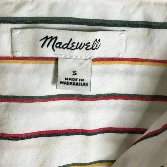 Madewell Central Shirt Women's Small Cap Sleeve Oversize Fit Striped - Picture 5 of 7